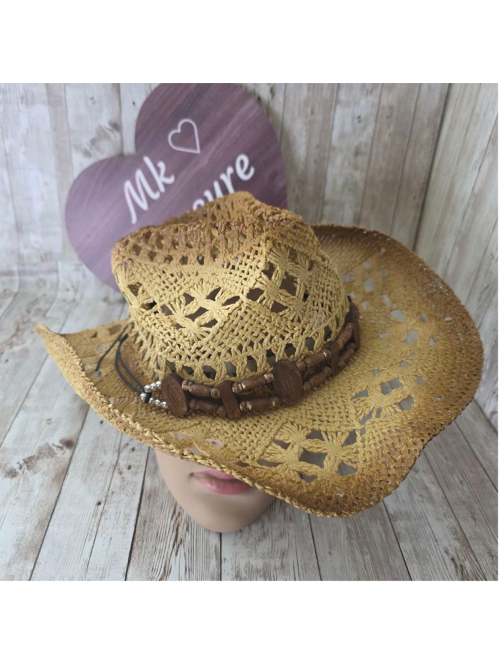 Peter Grimm Beige Straw Cowboy Hat NWOT - Picture 2 of 9